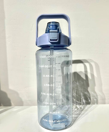 Waterbottles4you 2 litre Bottle with Time Marker and Straw, Motivational Water Bottle with Handle, Leakproof BPA FREE for School, Gym, Outdoor, Fitness - Brand New