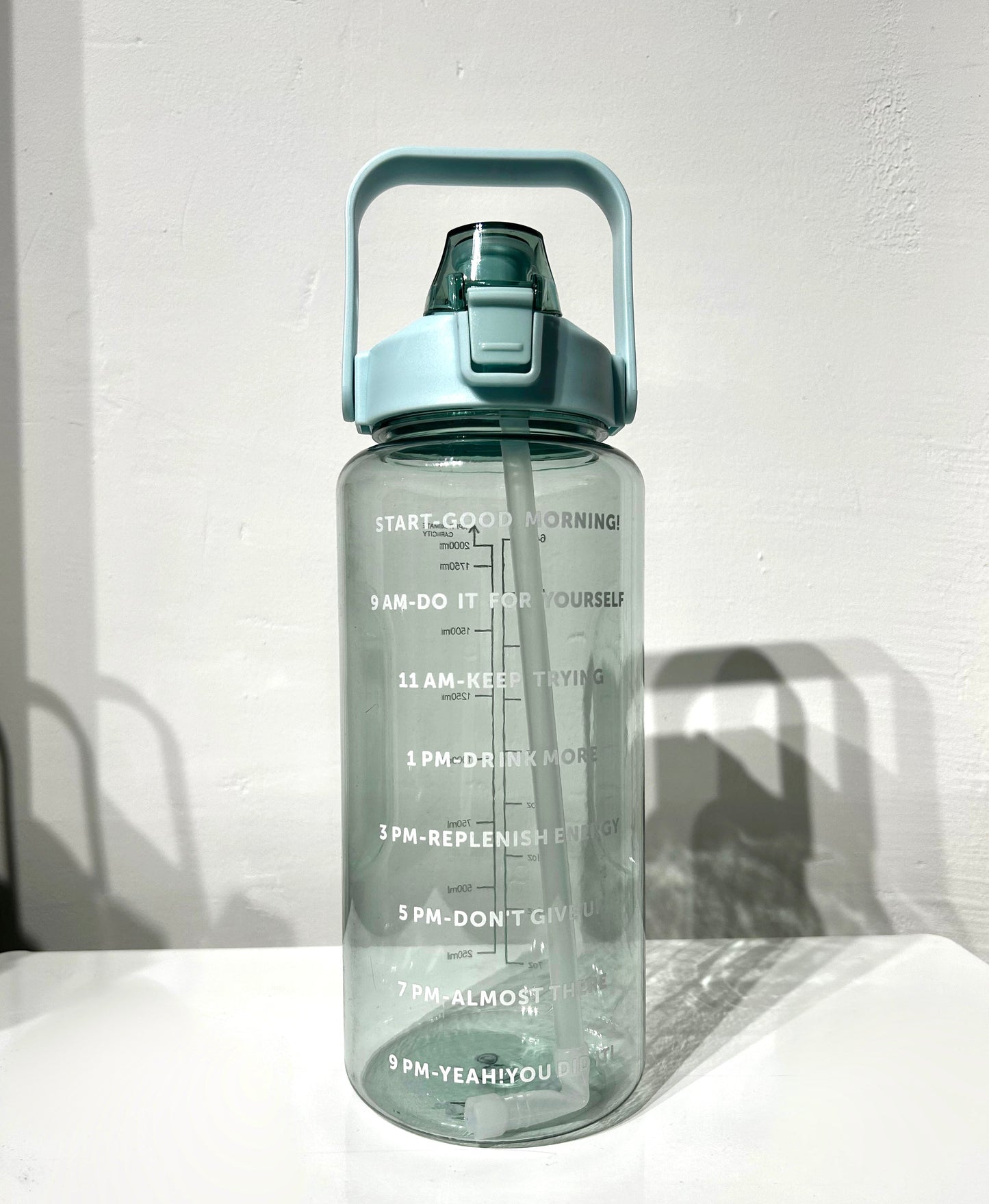 Waterbottles4you 2 litre Bottle with Time Marker and Straw, Motivational Water Bottle with Handle, Leakproof BPA FREE for School, Gym, Outdoor, Fitness - Brand New
