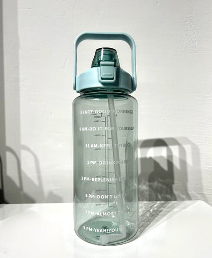 Waterbottles4you 2 litre Bottle with Time Marker and Straw, Motivational Water Bottle with Handle, Leakproof BPA FREE for School, Gym, Outdoor, Fitness - Brand New
