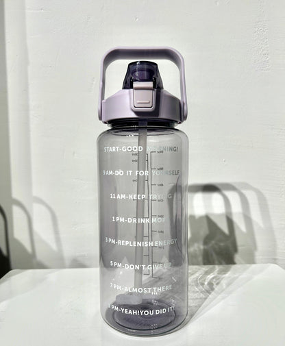 Waterbottles4you 2 litre Bottle with Time Marker and Straw, Motivational Water Bottle with Handle, Leakproof BPA FREE for School, Gym, Outdoor, Fitness - Brand New