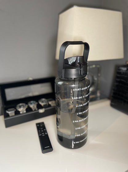 Waterbottles4you 2 litre Bottle with Time Marker and Straw, Motivational Water Bottle with Handle, Leakproof BPA FREE for School, Gym, Outdoor, Fitness - Brand New